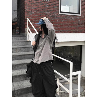 韩国东大门代购春秋时尚文艺复古格子小众短款气质休闲衬衫男女款