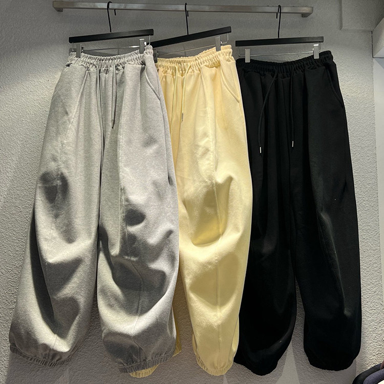 ANAN韩国东大门代购高街潮流拼接线刀锋掐褶束脚伞兵休闲裤男卫裤