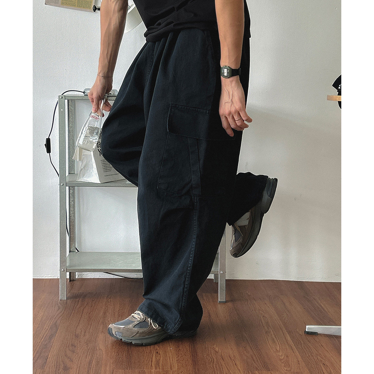 韩国东大门代购街头潮流重磅工装立体口袋户外山系直筒休闲裤男