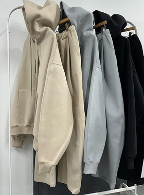 韩国代购Moden秋冬高档百货级复合棉重工阔版连帽拉链开衫卫衣男