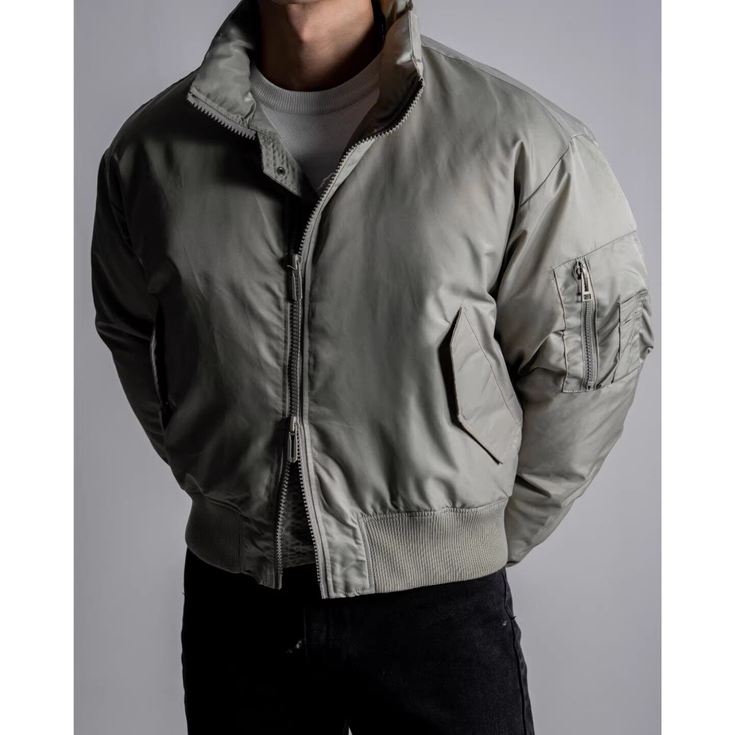 韩国东大门代购时尚防风保暖立领宽松时尚休闲飞行棉服夹克外套男