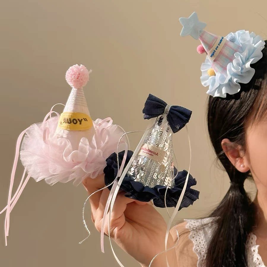 ins风小公主女孩生日帽子头饰发夹女生高级感氛围感派对拍照道具