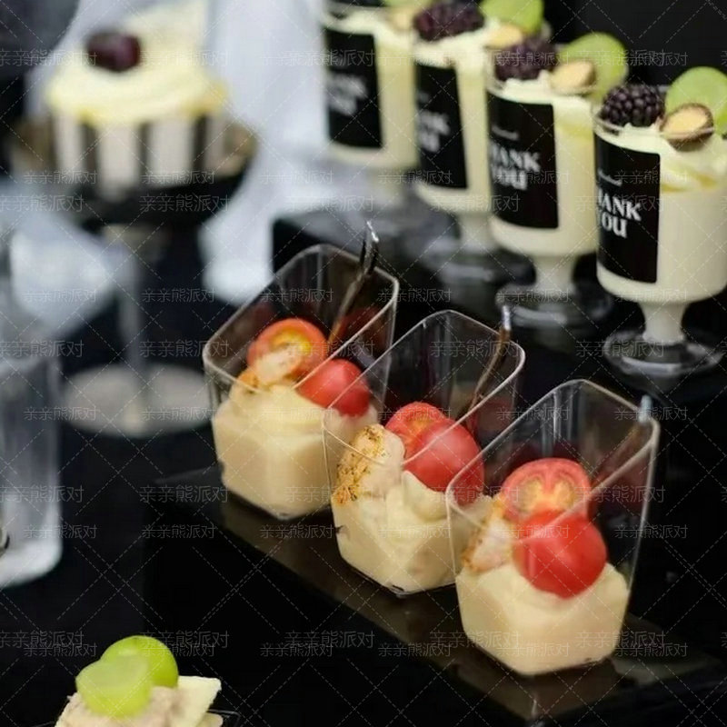 食品级透明加厚布丁香槟杯斜口杯