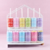 生日快乐推推乐波点贴纸围边多巴胺布丁杯封口纸蓝色系甜品台装 饰