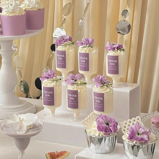 紫色甜品台装 饰布丁杯贴纸thankyou慕斯推推乐贴纸蛋糕纸杯插件