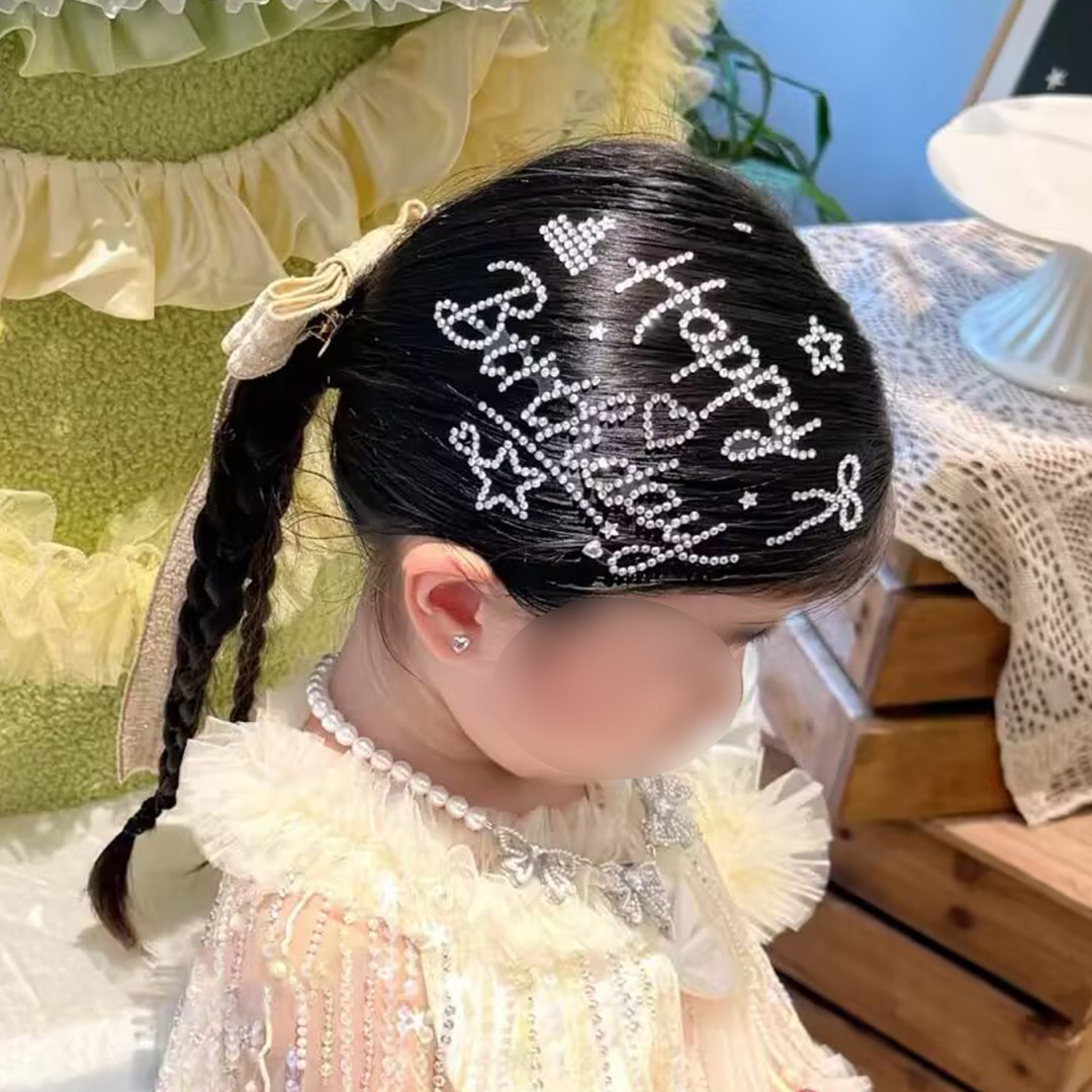小红书同款生日水钻发饰HappyBirthday少女派对字母装饰氛围头饰