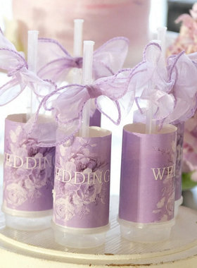 紫色甜品台装饰生日婚礼花朵推推乐贴纸慕斯杯great time布丁杯纸