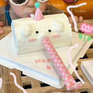 网红款 饰吹龙口哨吹吹乐儿童生日烘焙插件 卡通手绘创意立体蛋糕装