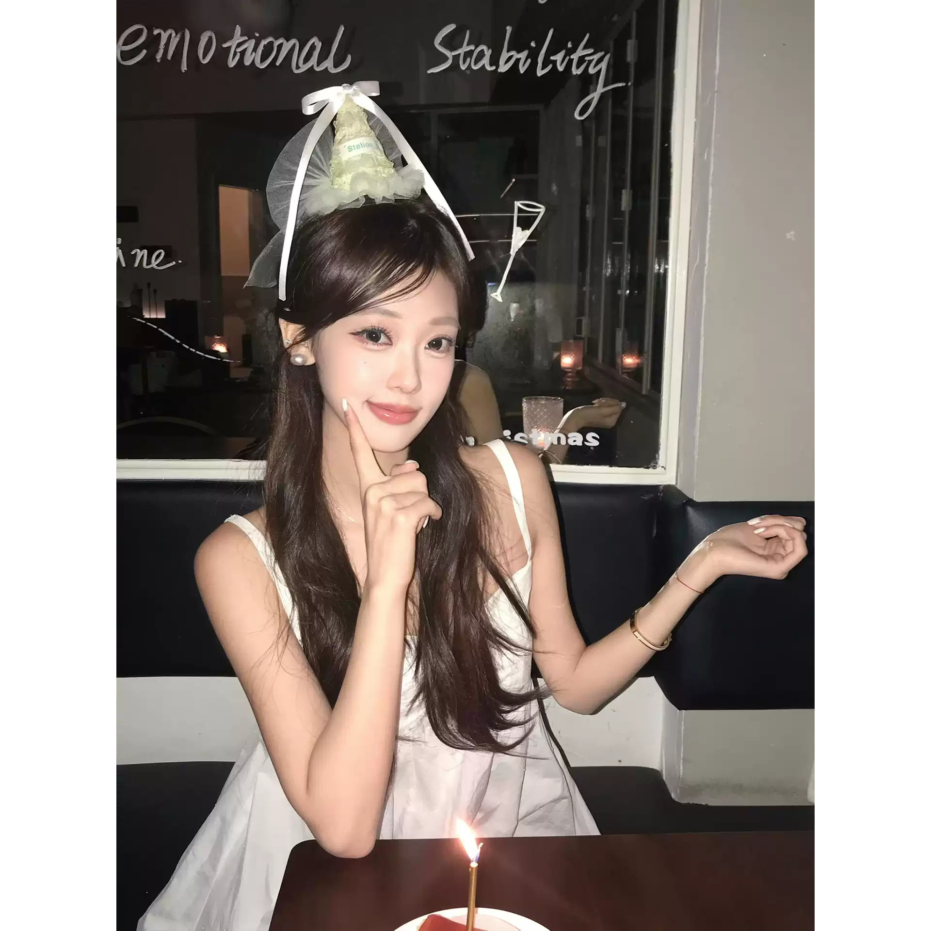 甜美网纱蝴蝶结生日帽子发夹女孩头饰派对写真氛围感拍照道具发饰