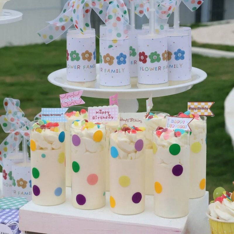 多巴胺甜品台装饰蛋糕插牌摆件插件婚礼生日派对慕斯杯推推乐贴纸