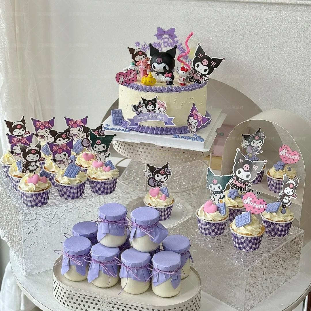 紫色库洛米三丽鸥生日甜品台装饰