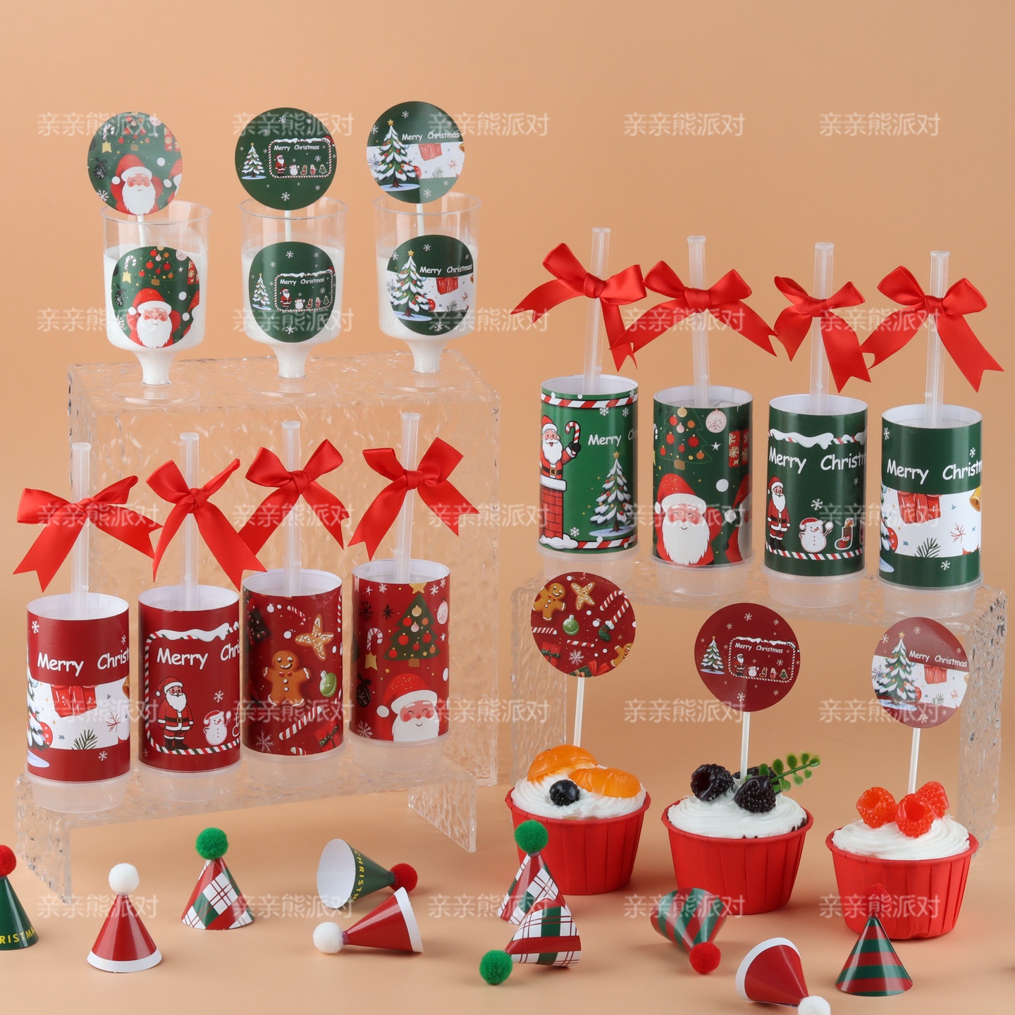 圣诞甜品台红色烘焙贴纸插件