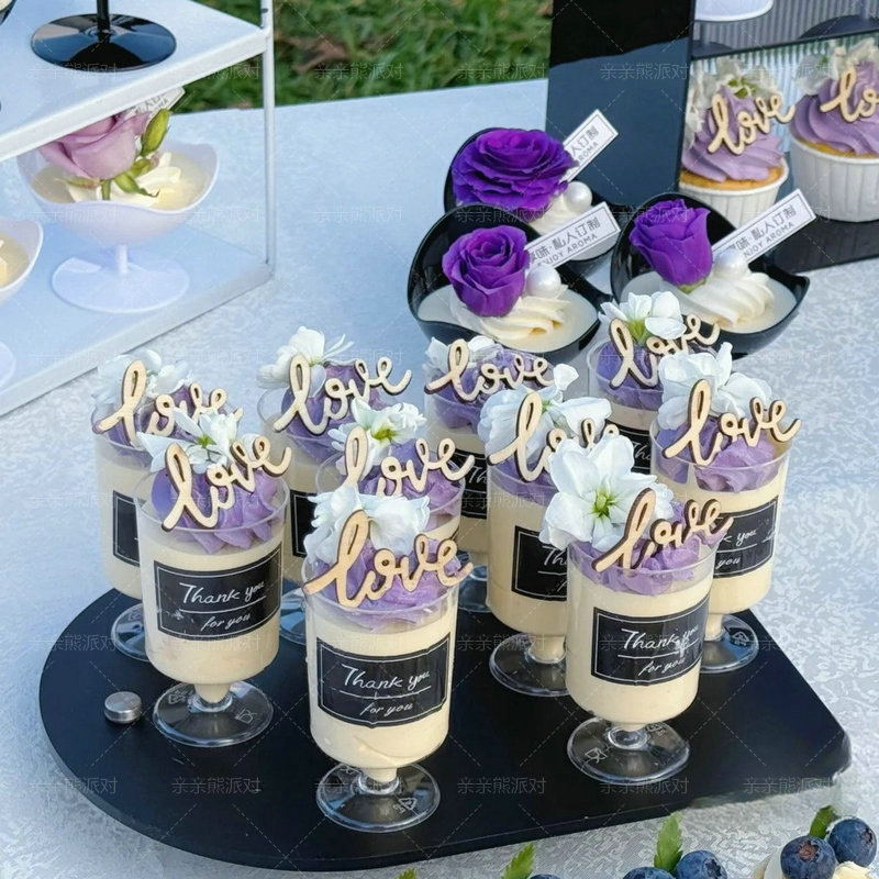 紫色婚礼甜品台黑底thankyou贴纸