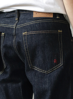 重磅赤耳丹宁牛仔裤男高腰美式复古休闲阿美咔叽深色直筒长裤春秋