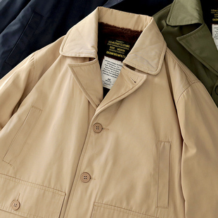 棉衣 复古翻领工装 AL1飞行员夹克外套男加绒加厚冬季 阿美咔叽美式