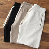 男松紧腰重磅侧边拉链松紧腰五分运动休闲卫裤 夏季 纯棉针织短裤