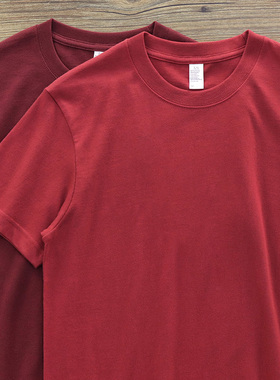 HAVE BLUE 210G基础款纯棉红色t恤圆领体恤情侣夏季休闲上衣短袖