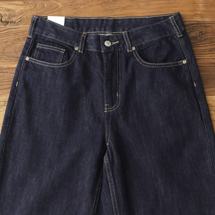 复古深色丹宁休闲长裤 2025新款 宽松直筒美式 男士 男 原色阔腿牛仔裤