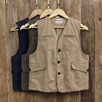 Ami 咔叽 咔叽 vest vest vest nam và nữ bản sao scimitar Mỹ retro vải nhiều túi quân sự - Dệt kim Vest áo vest nam đẹp