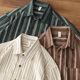 男长袖 条纹衬衫 上衣 新款 日系复古文艺休闲宽松灯芯绒撞色衬衣秋季