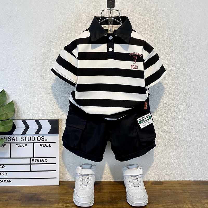 男童夏装套装新款洋气宝宝夏季POLO衫衣服男孩儿童痞帅炸街短袖款
