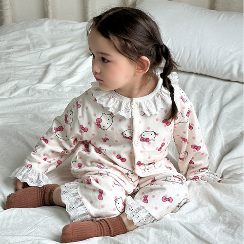 女童睡衣春秋款纯棉长袖家居服