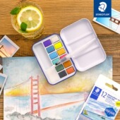 德国STAEDTLER施德楼 欧盟CE认证 12色固体水彩颜料套装 888 NC12