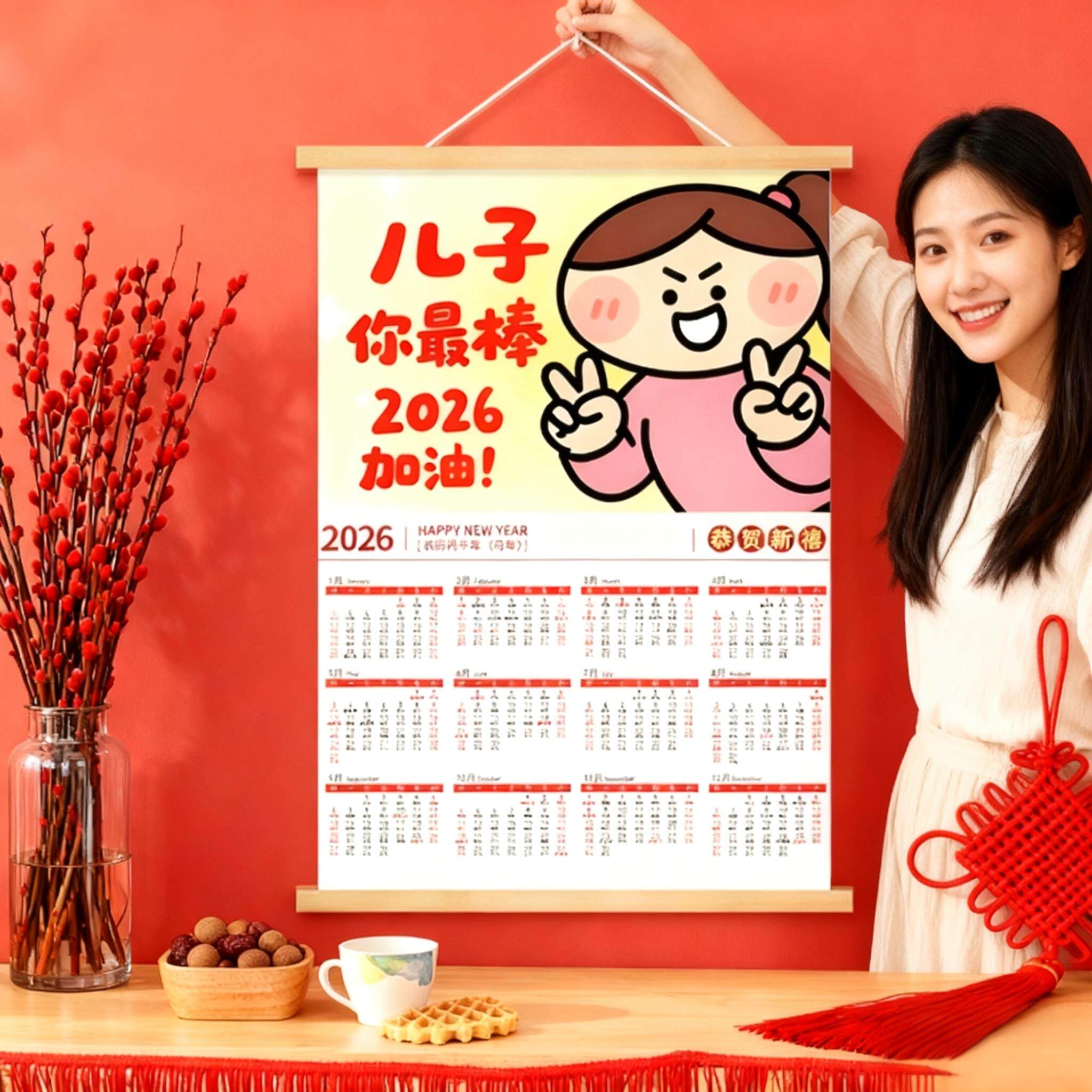2026年新款日历挂画挂历装饰画鼓励孩子初中入户学生加油中考高考