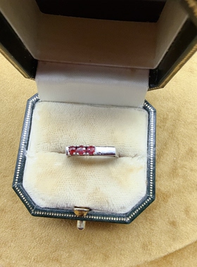 德国中古纯银设计款红宝石开口戒