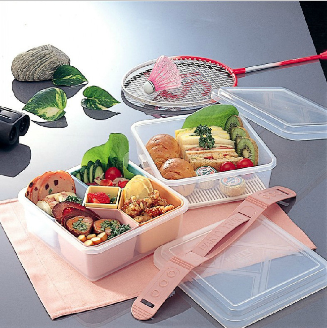 inomata日本儿童透明双层便当盒