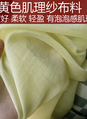 淡黄色泡泡肌理雪纺棉布料柔软垂度好亲肤舒服汉服袍衫防晒衣衬衫