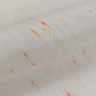 处理杏色米黄底彩球彩线仿真丝雪纺纱布料汉服仙女装雪纺棉裙面料