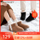 抗寒保暖平底面包鞋 Grace gift真皮雪地靴女冬季 防滑加绒加厚短靴