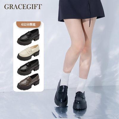 时尚百搭粗跟厚底学院风皮质黑色