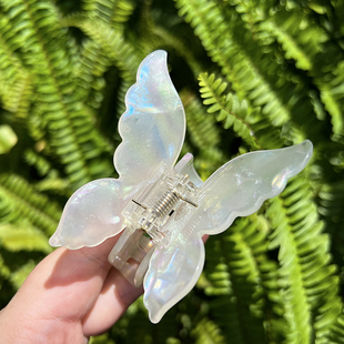 辣妹Y2K法式 蝴蝶抓夹粉色蝴蝶夹发夹醋酸发抓复古后脑勺发饰发卡