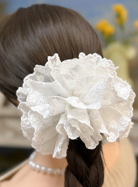 【超大】北欧复古公主四层花边白色蕾丝发圈头花发饰头绳扎头皮筋