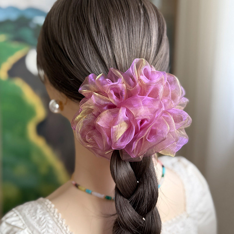 【琉璃纱】新中式复古超大肠圈度假欧根纱发圈发绳丸子头绑发头绳