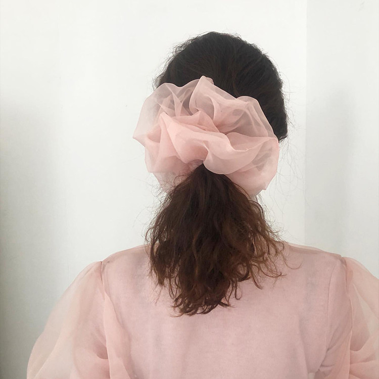 新款法式风欧根纱发绳大肠圈