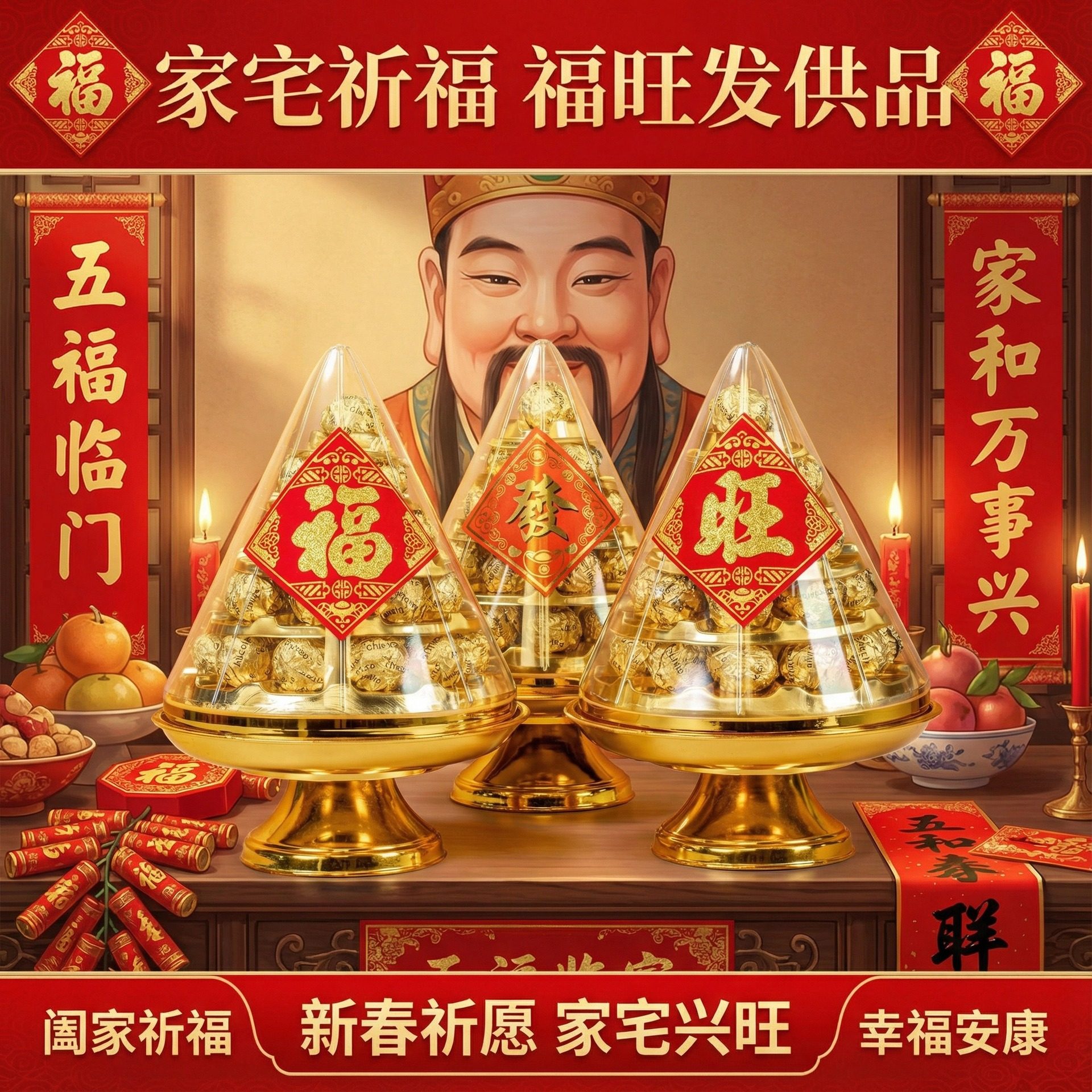 春节拜拜供品巧克力礼盒金字塔送底盘28粒发财金沙球全景伴手礼物,零食/坚果/特产,夹心巧克力,淘宝优惠券,粉丝福利购,淘宝优惠卷