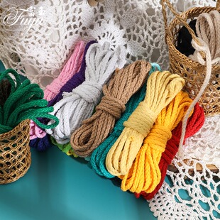 彩色编织捆绑绳子粗手工DIY线绳装饰束口绳抽绳扁带棉绳帽绳绑带