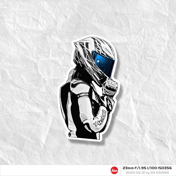 个性卡通赛车手背影反光车贴创意摩托电动车汽车改装划痕防水贴花