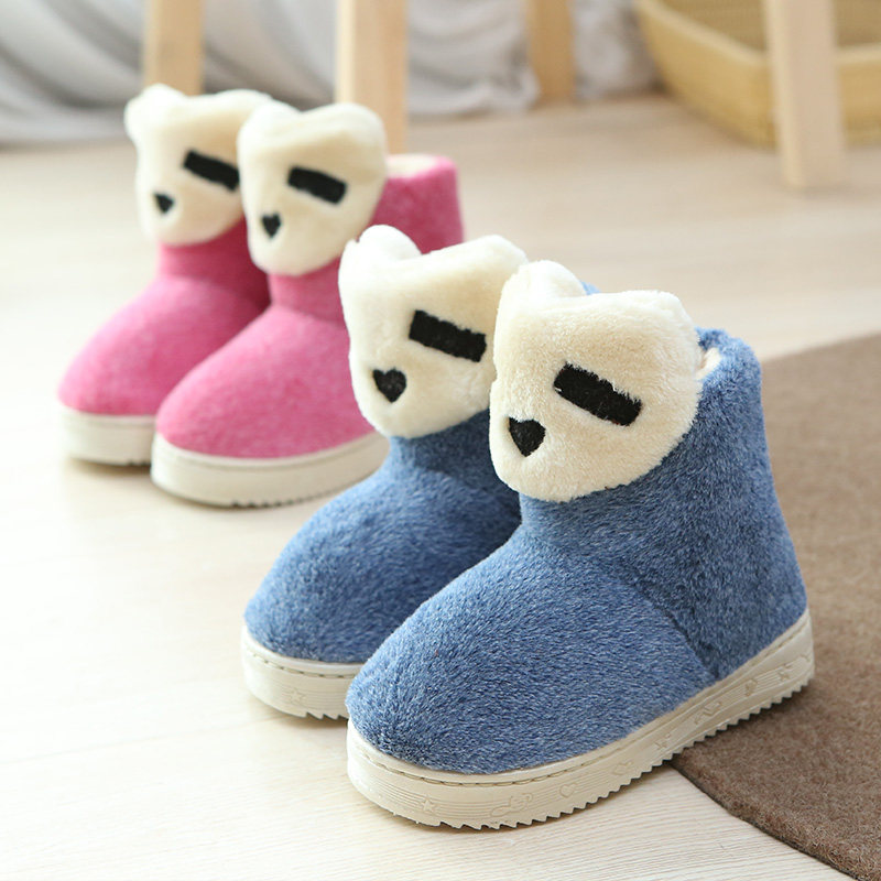 Pantoufles enfants en suède pour hiver - semelle plastique - Ref 1006978 Image 3