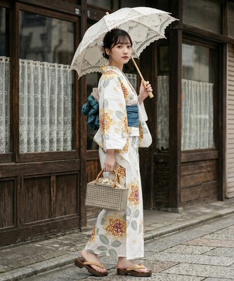 日单浴衣日本传统款和服YUKATA棉麻质地少女连衣裙202606018
