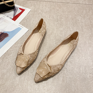 简约百搭女鞋 平底鞋 时尚 气质浅口尖头新中式 20252025新款 单鞋 韩版