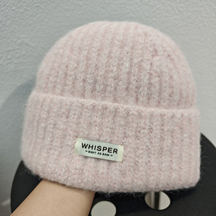 2025新款韩系羊毛针织帽子女冬季防寒保暖毛线帽宽松大头护耳冷帽