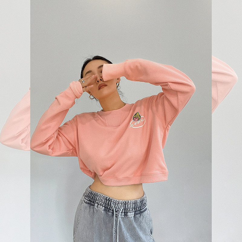 能猫商店原创仙女系列可爱少女运动休闲健身短款高腰多色长袖卫衣