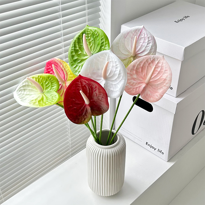 3D打印火鹤掌红掌假花仿真花人造花绢花永生花塑料花仿真绿植装饰