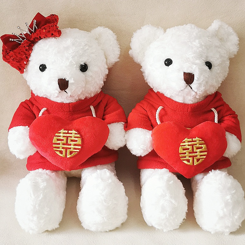 新款陪嫁喜庆压床娃娃一对大毛绒熊公仔玩偶新人结婚礼物床上摆件