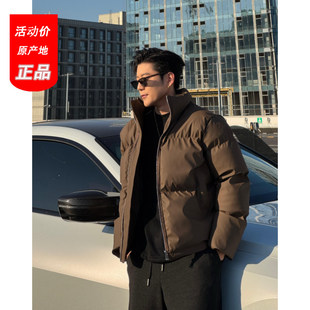 加厚保暖宽松休闲棉袄外套 pu皮棉服男冬季 田野L美式 复古立领短款