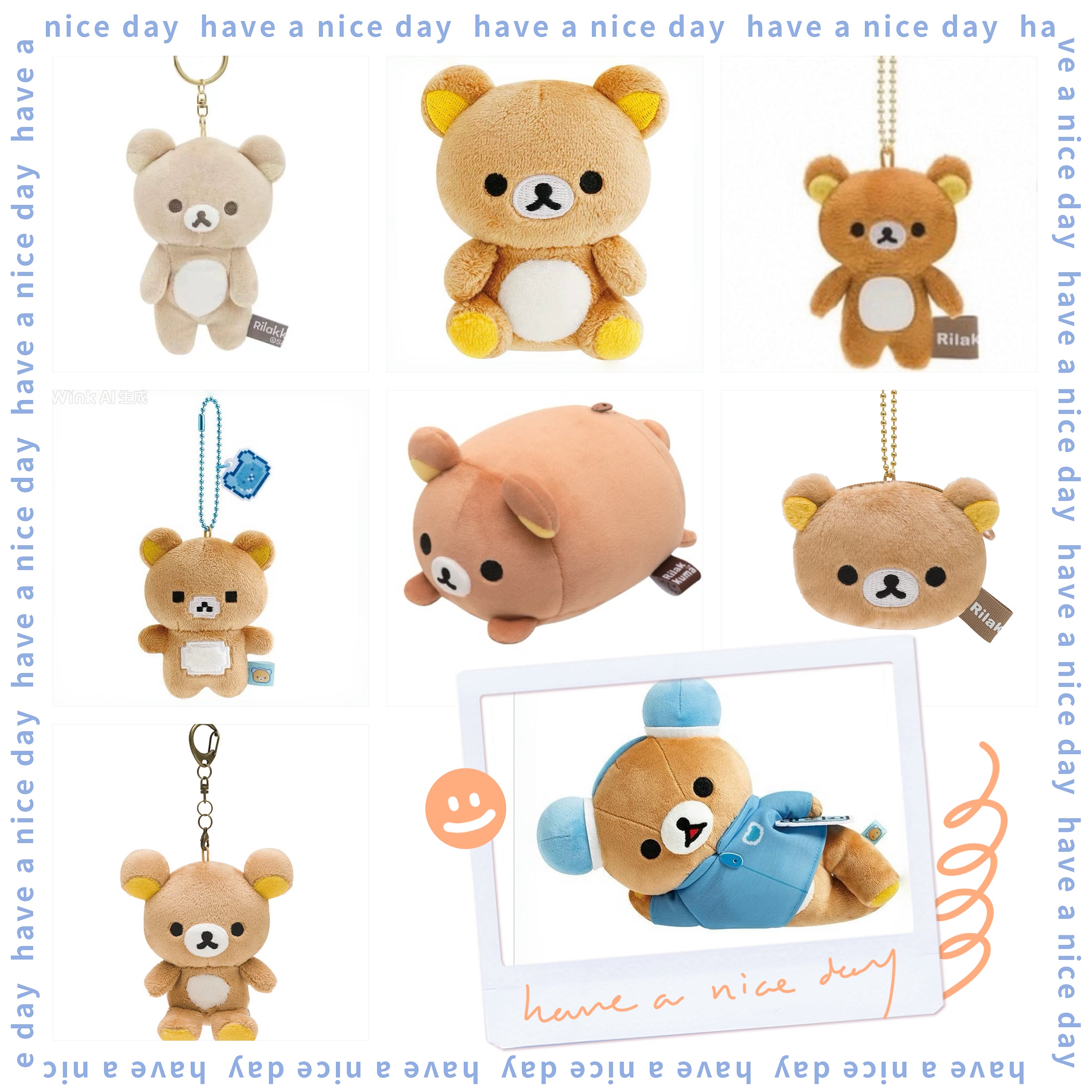 san-x日本正版轻松熊毛绒挂件公仔摆件玩偶rilakkuma松弛熊哥合辑